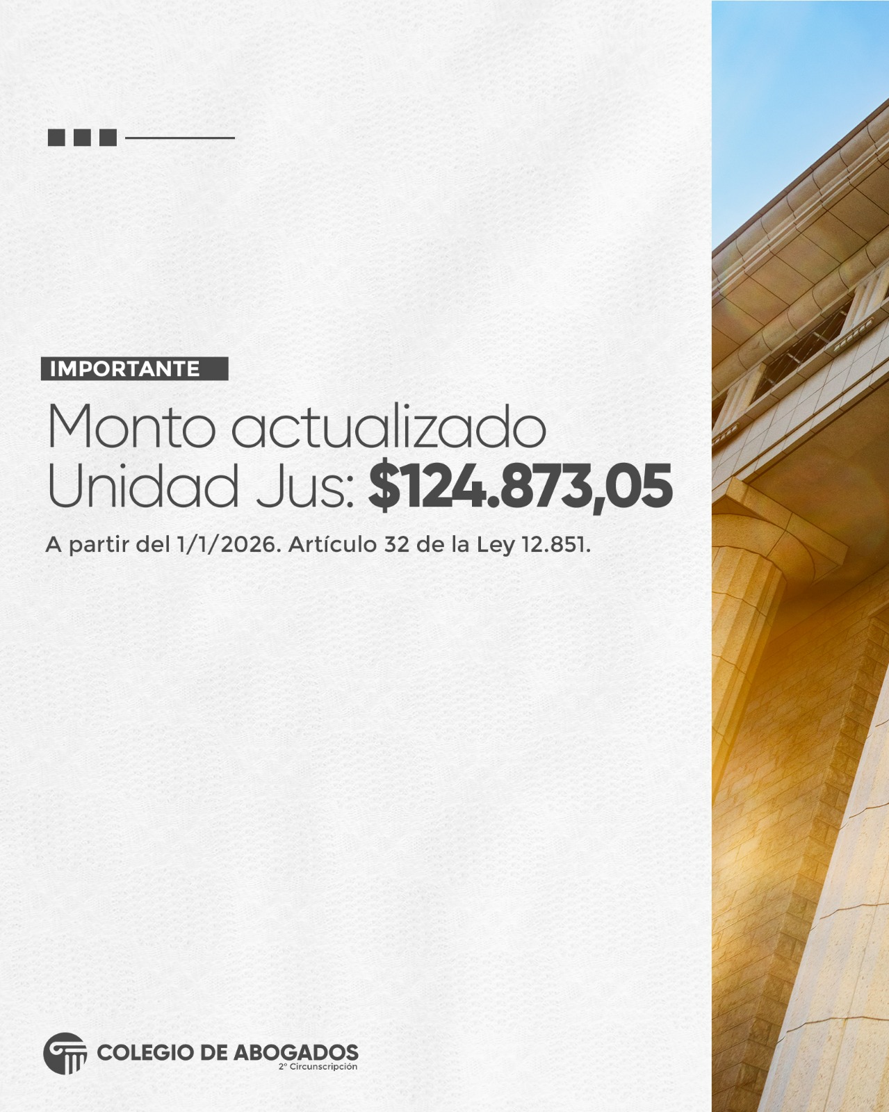 Aumento de la Unidad Jus - Marzo 2026